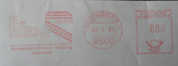 Brief 150 Jahre Deutsche Eisenbahnen - Maschinenstempel Rot 1985 - Trains