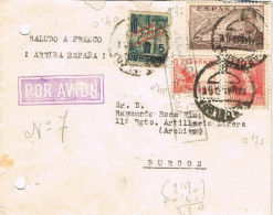 54825. Carta Aerea BARCELONA 1939. Guerra Civil, CENSURA MILITAR. Sello Recargo VARIEDAD Num 22e - Storia Postale