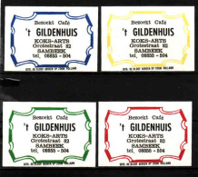 4 Dutch Matchbox Labels, SAMBEEK - North Brabant, Café 't GILDENHUIS, Koks - Arts, Holland, Netherlands - Matchbox Labels