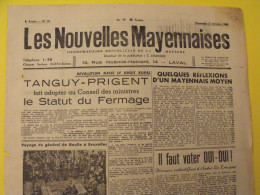 Hebdo Les Nouvelles Mayennaises. Chateau-Gontier Laval. N° 57 Du 21 Octobre 1945.  Tanguy-prigent Lacoste De Gaulle - Pays De Loire