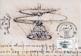 X0101 Italia, Maximum 2019  Luftschraube Helicopter Of Leonardo Da Vinci (high Value Stamp) - Cartes-Maximum (CM)