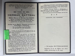 Devotie DP - Overlijden Herman Batteau - Saveyn - Oudenaarde 1937 - 1951 - Obituary Notices