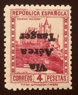 Spain Marruecos Tanger Aereo 1939.  4 PESETAS. INVERTED OVERPRINT. MICHEL 109 K - Spanish Morocco