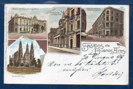 Argentina To Italy, "Gruss From Buenos Aires", 1899, Used Litho Postcard  (037) - Saluti Da.../ Gruss Aus...