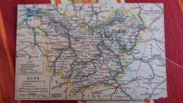 CPA CARTE GEOGRAPHIQUE CONTOUR DEPARTEMENT DE L EURE ANCIEN COIN ABIME 2 EME CHOIX - Cartes Géographiques