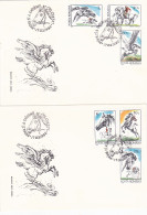 ANIMALS, MAMMALS, HORSES, COVER FDC, X2, 1992, ROMANIA - Paarden