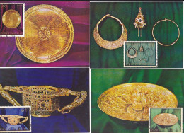 ARCHAEOLOGY, PIETROASA TREASURE, ANCIENT DACIAN RELICS, CM, MAXICARD, CARTES MAXIMUM, OBLIT FDC, X5, 1973, ROMANIA - Archaeology