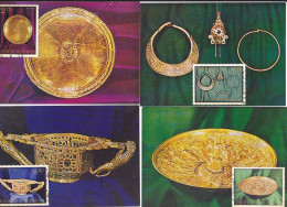 ARCHAEOLOGY, PIETROASA TREASURE, ANCIENT DACIAN RELICS, CM, MAXICARD, CARTES MAXIMUM, OBLIT FDC, X5, 1973, ROMANIA - Archeologia