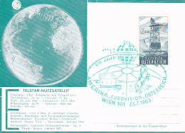 SCIENCE, TELECOM, TELSTAR SATELLITE, EUROVISION SONGS CONTEST, SPECIAL POSTCARD, 1963, AUSTRIA - Telekom