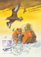 SOUTH POLE, ANTARCTIC RESEARCH, BIRD, EXPLORERS, VEHICLE, PLANE, CM, MAXICARD, CARTES MAXIMUM, 1987, HUNGARY - Altri & Non Classificati