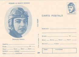 TRANSPORTS, AIRPLANES, SMARANDA BRAESCU, PILOT, PC STATIONERY, ENTIER POSTAL, 1989, ROMANIA - Airplanes