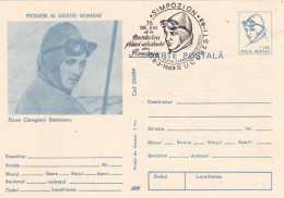 TRANSPORTS, AIRPLANES, SMARANDA BRAESCU, PILOT, PC STATIONERY, ENTIER POSTAL, 1989, ROMANIA - Airplanes