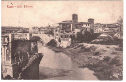 CARTOLINA ROMA ISOLA TIBERINA CON ANNULLO TARGHETTA SALSOMAGGIORE - Panoramische Zichten, Meerdere Zichten