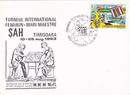 GAMES, CHESS, TIMISOARA WOMEN CHESS TOURNAMENT, SPECIAL COVER, 1993, ROMANIA - Schach