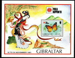 Gibraltar 1991 - Mi.Nr. Block 16 - Postfrisch MNH - Tiere Animals Schmetterlinge Butterflies - Farfalle