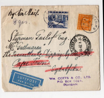 1939 : Brief Von Stockholm Nach Cape Town / Süd Afrika - Durban - Briefe U. Dokumente