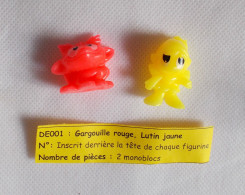 Kinder - Créatures Fantastiques - Gargouille Rouge Orangé, Lutin Jaune - DE001 - Sans BPZ - Monoblocs