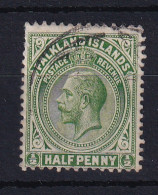 Falkland Is: 1912/20   KGV   SG60    ½d   Yellow-green     Used - Islas Malvinas