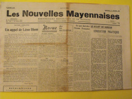 Hebdo Les Nouvelles Mayennaises. Chateau-Gontier Laval. N° 108 Du 27 Octobre 1946. Blum Soustelle LVF épuration Nazis - Pays De Loire