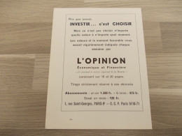 Reclame Advertentie Uit Oud Tijdschrift 1957 - L'Opinion Economique Et Financière - Publicidad