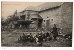 SAULIEU * COTE D'OR * INTERIEUR D'UNE FERME * ATTELAGE BOEUFS * POULES * Imp. Daudet-Leclerc, A. Duciel - MORVAN - Saulieu