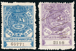 Madrid - Viñetas - 1914 - O S/Cat - 2 Valores "Ayuntamiento Madrid - Impuesto Municipal" - Nuevos