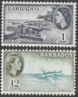 Barbados. 1964-65 QEII. Block CA W/M. 1c, 12c MH. SG 312, 315. M4089 - Barbados (...-1966)