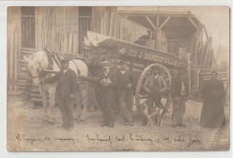 CARTE PHOTO - SCIERIE OU MENUISERIE J. DENEUFVILLE - BOIS DU NORD ET DE PAYS - ATTELAGE - ECRITE DE VINCENNES EN 1905 - - Te Identificeren