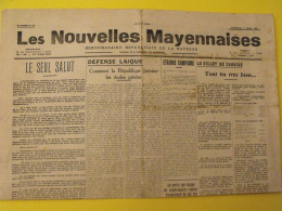 Hebdo Les Nouvelles Mayennaises. Chateau-Gontier Laval. N° 125 Du 2 Mars 1947. Défense Laïque Jeunesses Socialistes - Pays De Loire