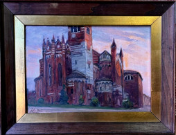 Scattola Ferruccio (1873-1950) "S.Fermo Maggiore Verona" 1910 - Oils