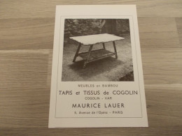 Reclame Advertentie Uit Oud Tijdschrift 1957 - Meubles En Bambou - Tapis Et Tissus De Cogolin - Maurice Lauer - Publicités