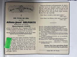 Devotie DP - Overlijden Alfons Delporte Wwe Claeys - Wytschate 1876 - Krombeke 1950 - Décès