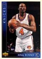 392 Anthony Bonner - New York Knicks - Carte Upper Deck NBA 1993 - Sonstige & Ohne Zuordnung