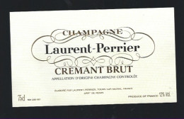 Etiquette Champagne Crémant Brut Laurent Perrier  Tours Sur Marne Marne 51 - Champagner