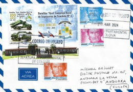 Batallón D'Ingenieros De Combate, New Issue 2021, Letter 2024  From Colonia (Uruguay) To Andorra - Uruguay