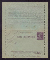 ENTIER PNEUMATIQUE - CARTE LETTRE PORT PAYE - CLPP 5 - NEUVE - 42 LOCALITES - Pneumatische Post