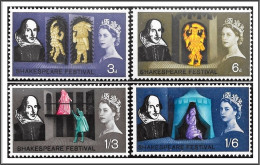 SG646p-649p 1964 Shakespeare Festival Stamp Set (Phosphor) Unmounted Mint Hrd2d - Neufs