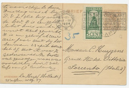 Briefkaart G. 198 / Bijfrankering Den Haag - Italie 1924 - Postal Stationery