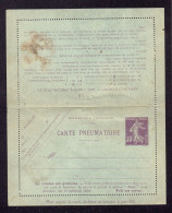 ENTIER PNEUMATIQUE - CARTE LETTRE PORT PAYE - CLPP 6 - NEUVE - SEMEUSE 30 Cts - VARIETEES LUNES - TARIFS AU VERSO - Neumáticos