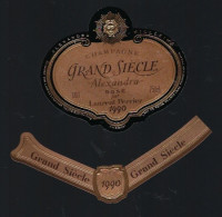 Etiquette Champagne  Grand Siècle Alexandra Millesime 1990  Laurent Perrier  Tours Sur Marne Marne 51 Avec Sa Collerette - Champagne