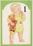 FELIZ CUMPLEAÑOS 1 Año De Edad NIÑO NIÑOS Vintage Tarjeta Postal CPSM #PBT937.ES - Compleanni