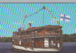 SHIP FINLAND Suomi LENTICULAR 3D Vintage Postcard CPSM #PAZ183.GB - Péniches