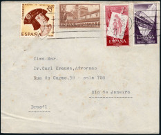 España - Edi O 1200+1233+... - Mat "Barcelona 26/Jul./61" A Brasil - Storia Postale