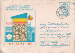 A24731-  45 YEARS SINCE THE GREAT ANTI-FASCIST AND ANTI-WAR DEMONSTRATIONS IN ROMANIA COVER STATIONERY, 1984 - Enteros Postales