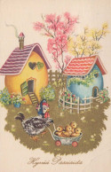 OSTERN HUHN EI Vintage Ansichtskarte Postkarte CPA #PKE191.DE - Pâques