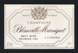 Etiquette Champagne  Brut Rosé1er Cru   Blosseville Marniquet   Cumieres  Marne 51 " Export" - Champagne