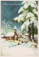 Buon Anno Natale CHIESA Vintage Cartolina CPSM #PAY388.IT - New Year