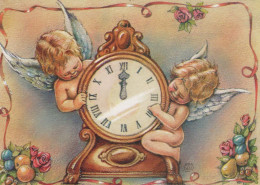 Buon Anno Natale OROLOGIO DA TAVOLO Vintage Cartolina CPSM #PAT771.IT - Anno Nuovo