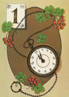 Buon Anno Natale OROLOGIO DA TAVOLO Vintage Cartolina CPSM #PAT711.IT - Nieuwjaar