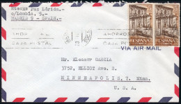 España - Edi O 1324(2) - Mat "Madrid 23/Dic./60" Por Avión A USA - Storia Postale